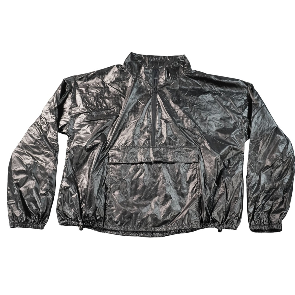 Under Armour Anorak Jacket Mens Large Metallic Black Ripstop Quarter Zip Storm